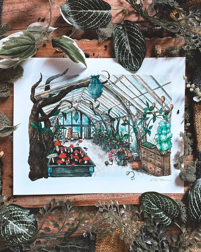 5x7 Greenhouse Print