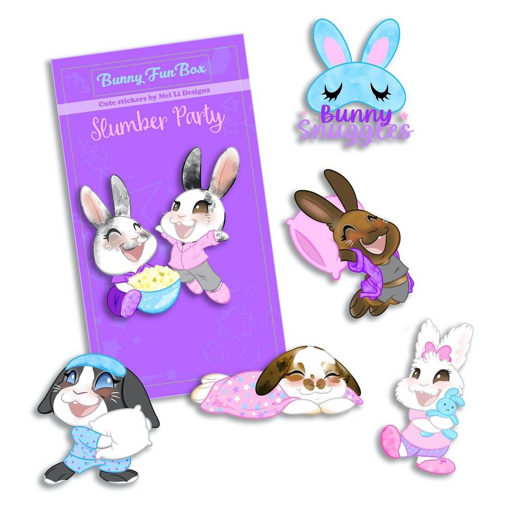 Slumber Party Bunnies Vinyl Stickers