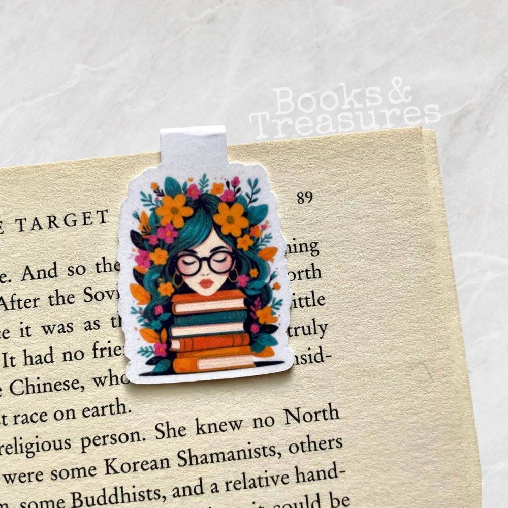 Bookish Girl with Flowers in her Hair Magnetic Bookmark