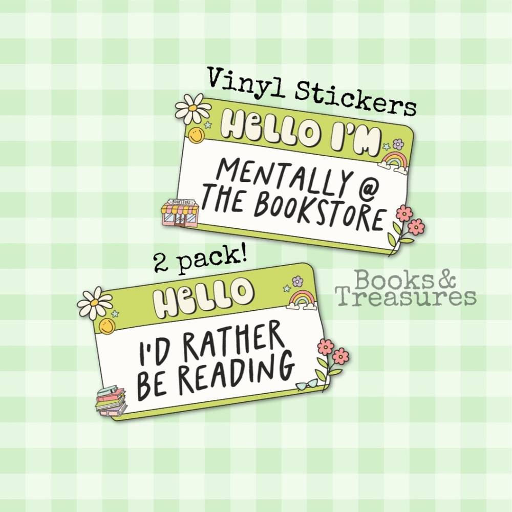 Hello I'm A Book Nerd Sticker Set Green