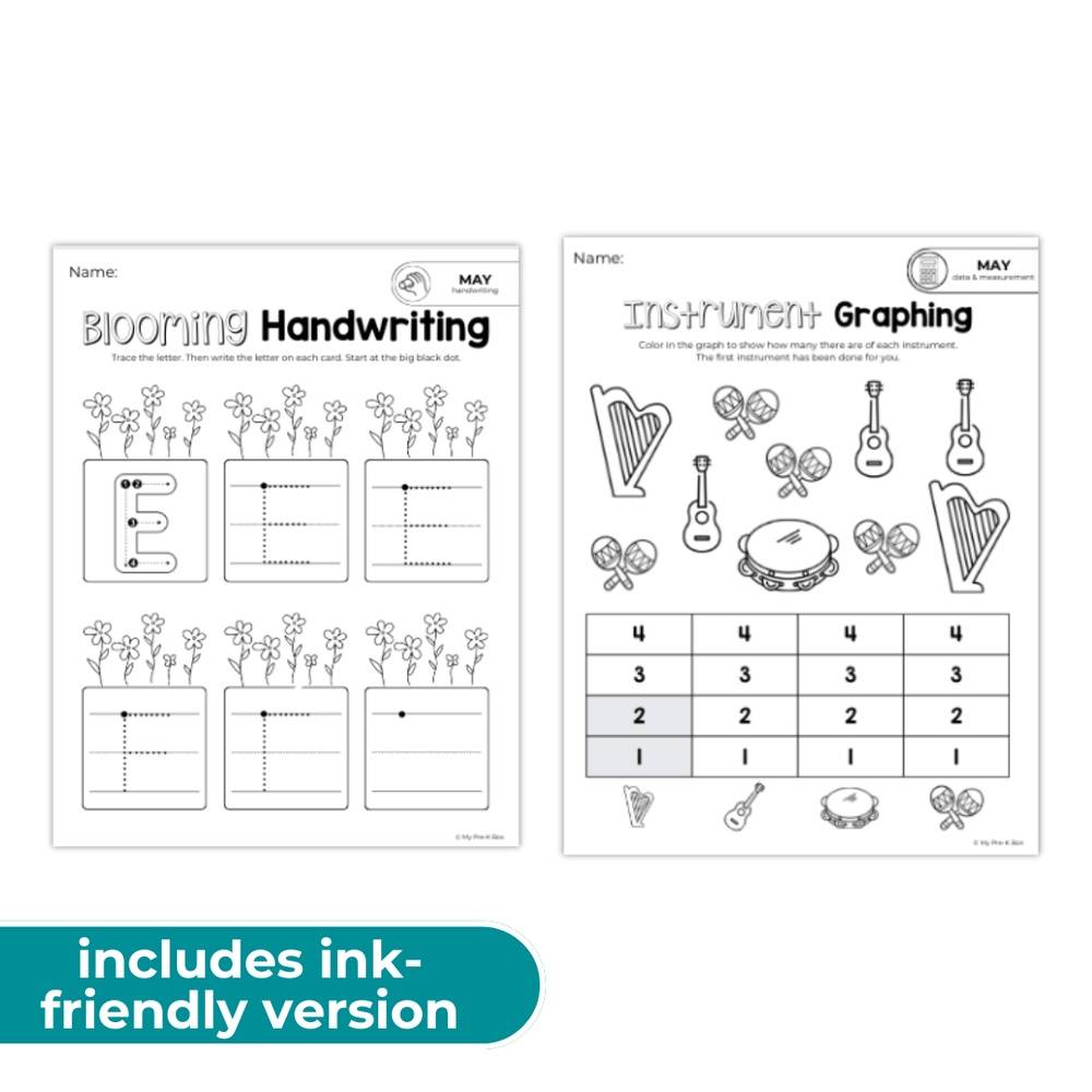 PRINT-AT-HOME BUNDLE: May Skill Builders and Handwriting Workbook