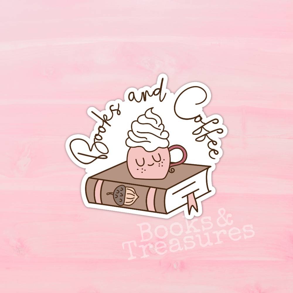 Books and Coffee Vinyl Sticker