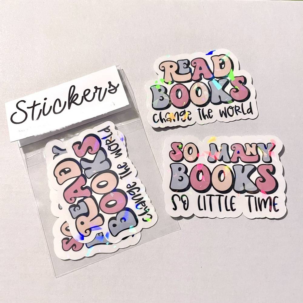 Holographic Retro Bookish Vinyl Stickers