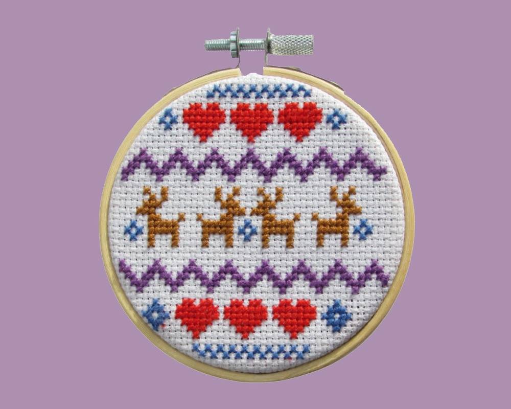 Mini Christmas bauble cross stitch kit from Becky Lane Designs