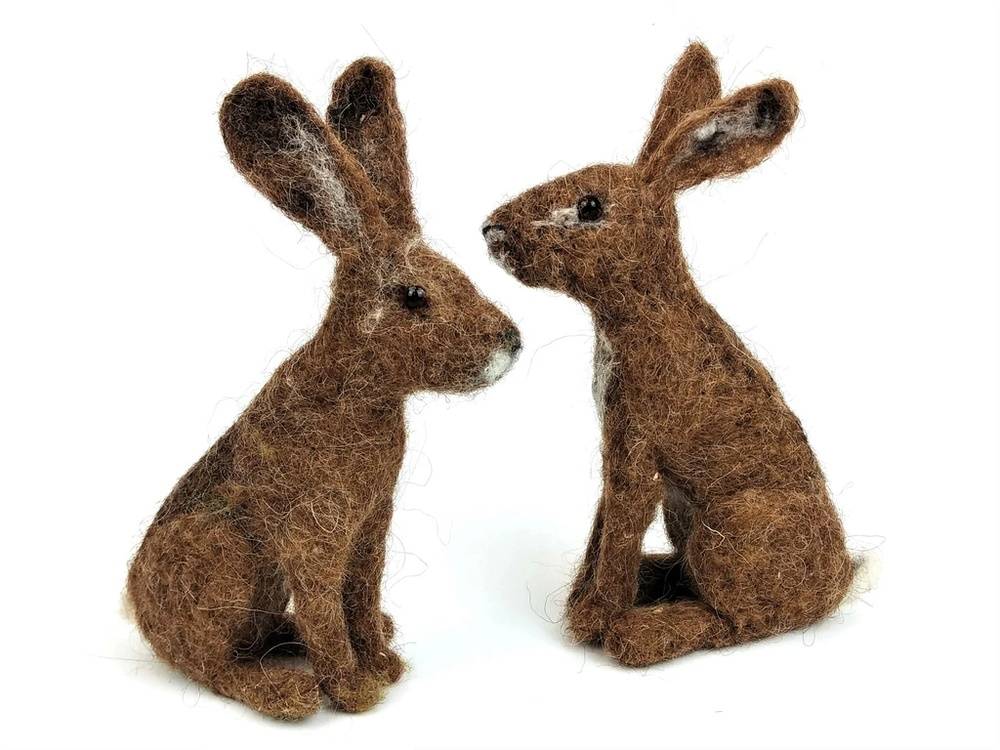 Needle felted hares kit by The Makerss