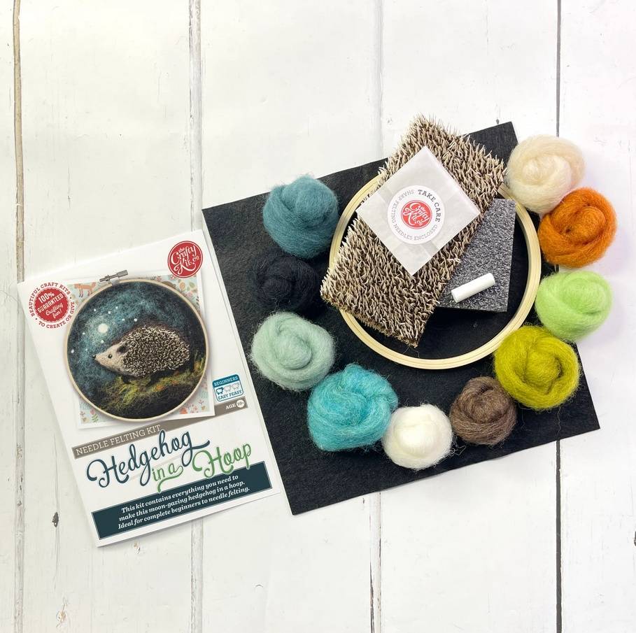 Needle felt hedgehog picture kit from The Crafty Kit Company