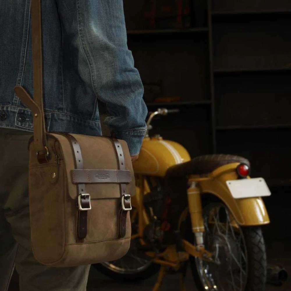 Trip Machine Leather Tank & Tail Bag - Brown