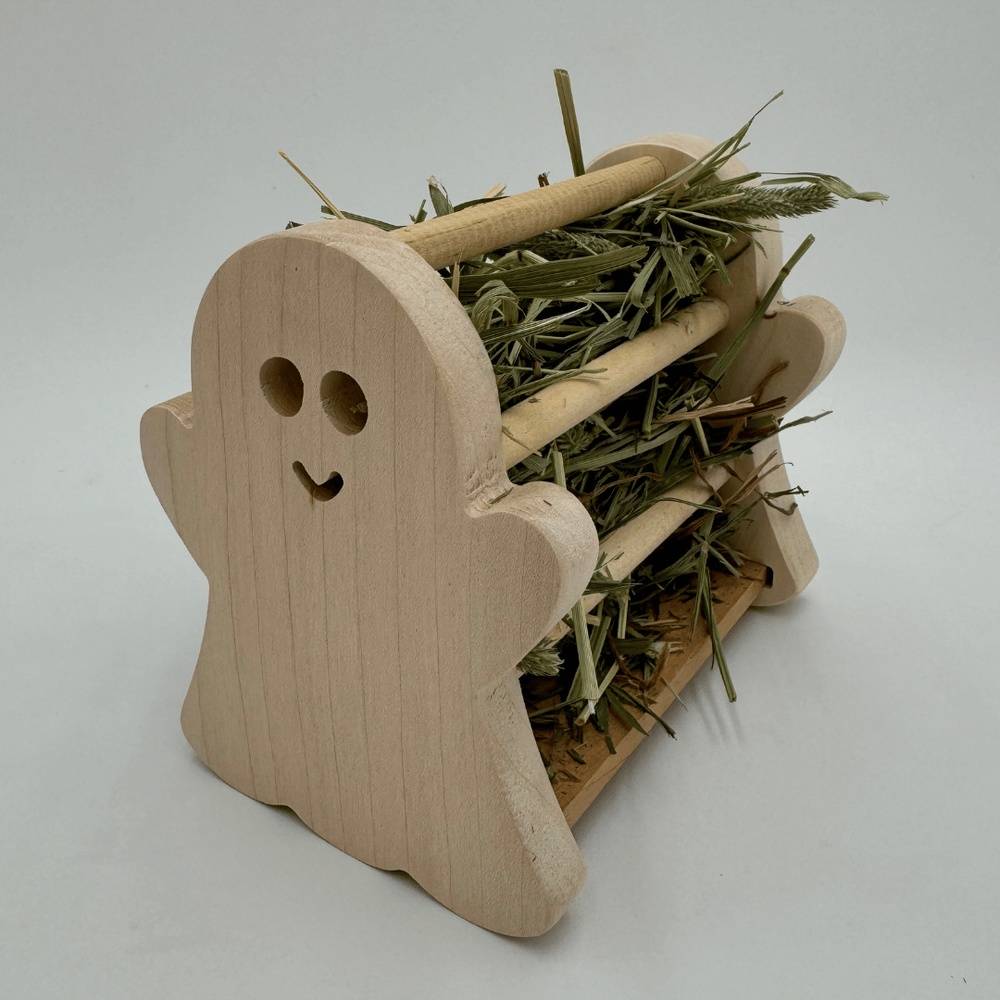 The Ghost of Halloween Wooden Hay Feeder for Bunnies and Small Pets