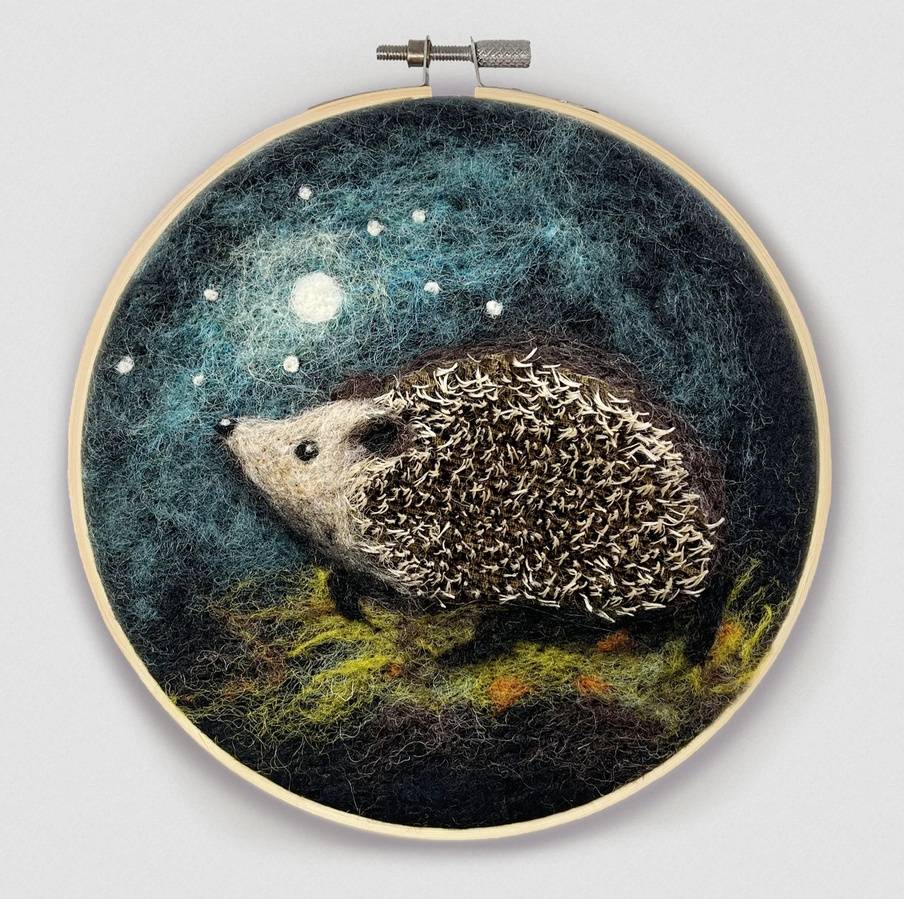 Needle felt hedgehog picture kit from The Crafty Kit Company