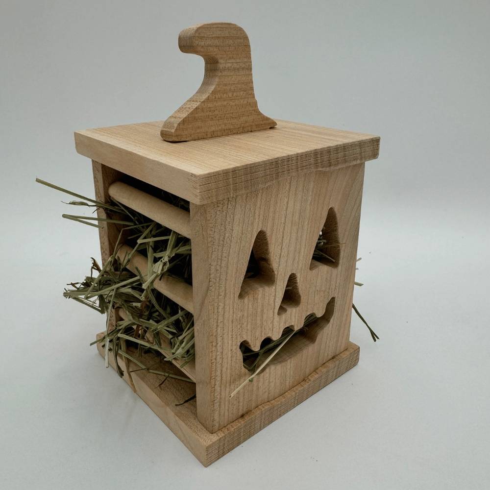 Jack-O'-Lantern  Wooden Hay Feeder for Bunnies and Small Pets