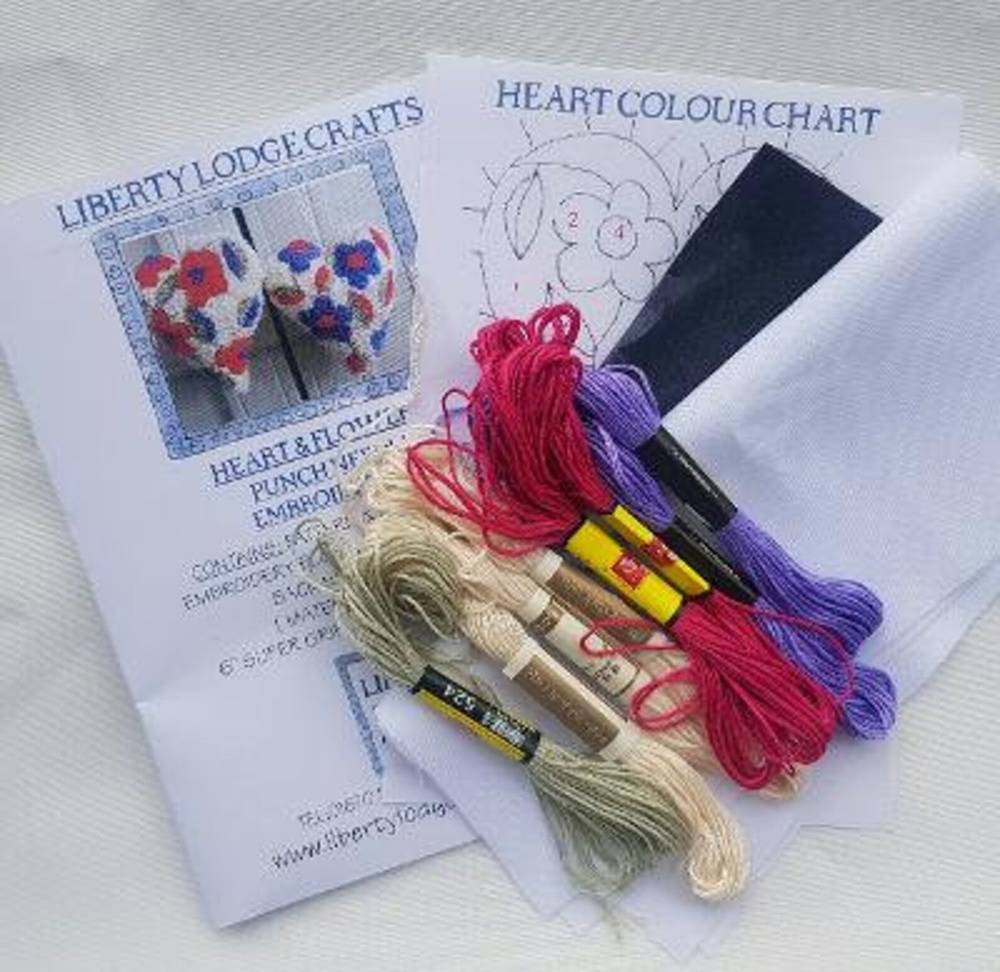 Fine punch needle hearts kit from Liberty Lodge Crafts