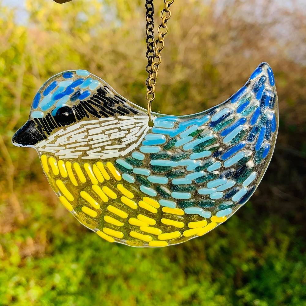 Fused glass blue tit kit from Twice Fired