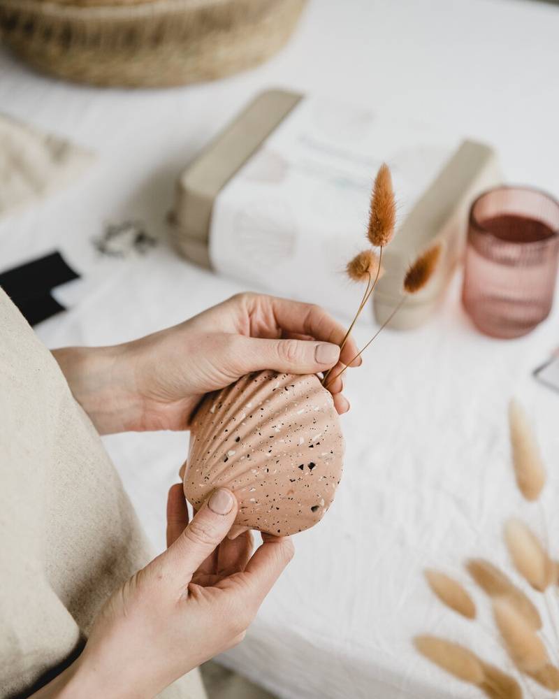 Terrazzo scallop shell vase kit from Badger & Birch