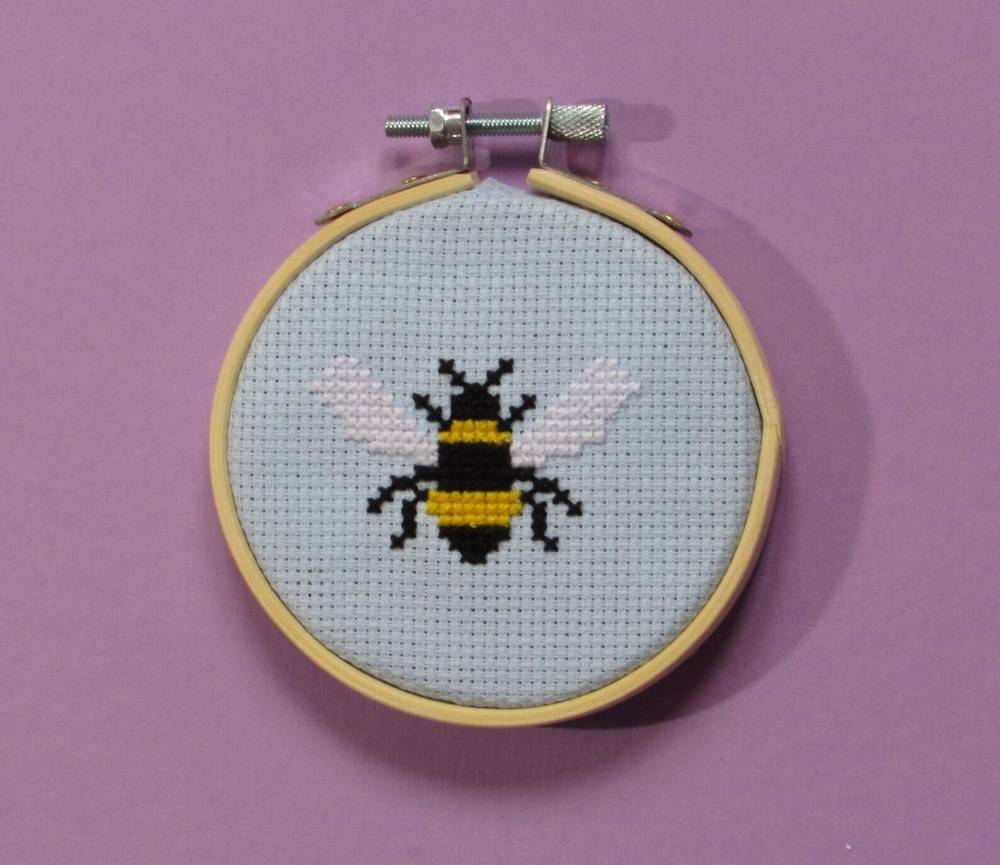 Mini bee cross stitch kit from Becky Lane Designs