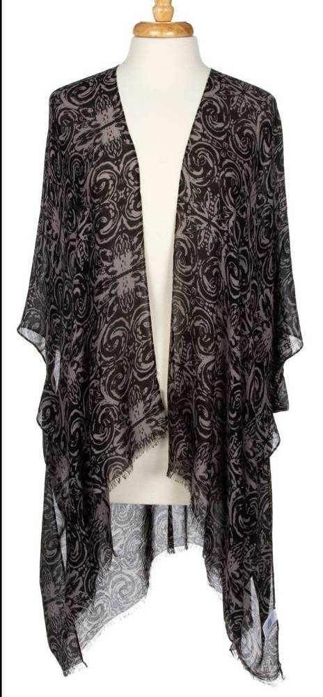 Black Boho Printed Kimono