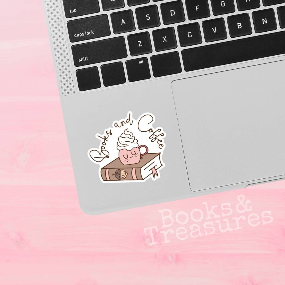 Books and Coffee Vinyl Sticker