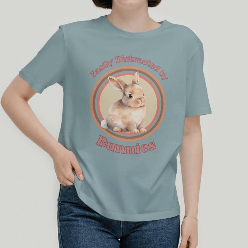 Easily Distracted by Bunnies T-Shirt for Bunny Mom