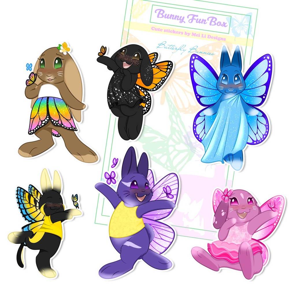 Butterfly Bunny Vinyl Stickers