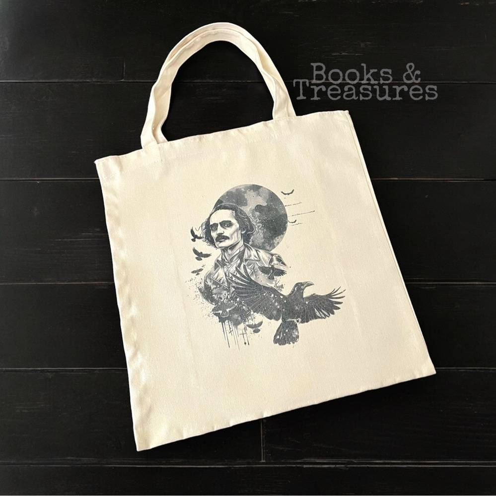 Gothic Poe Tote Bag Bookish Gift