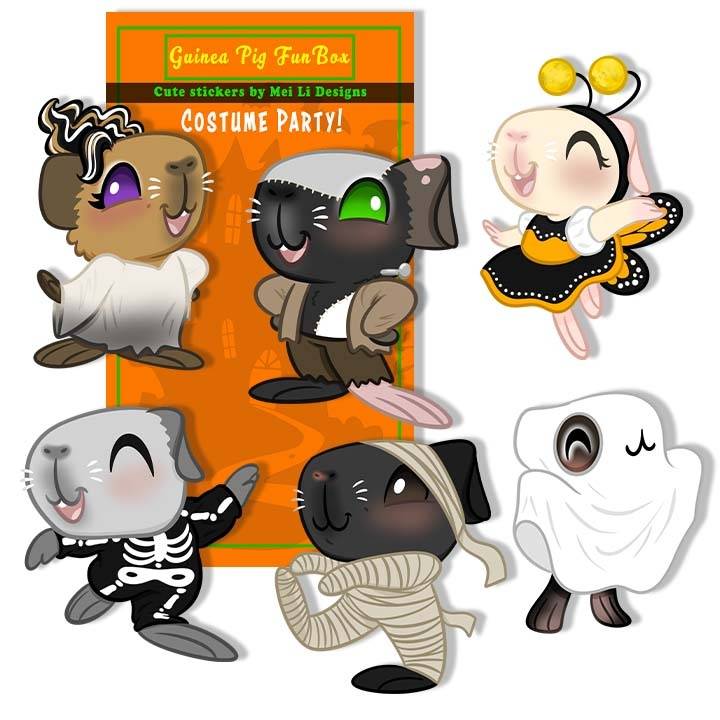 Costume Party Halloween Piggies Vinyl Stickers