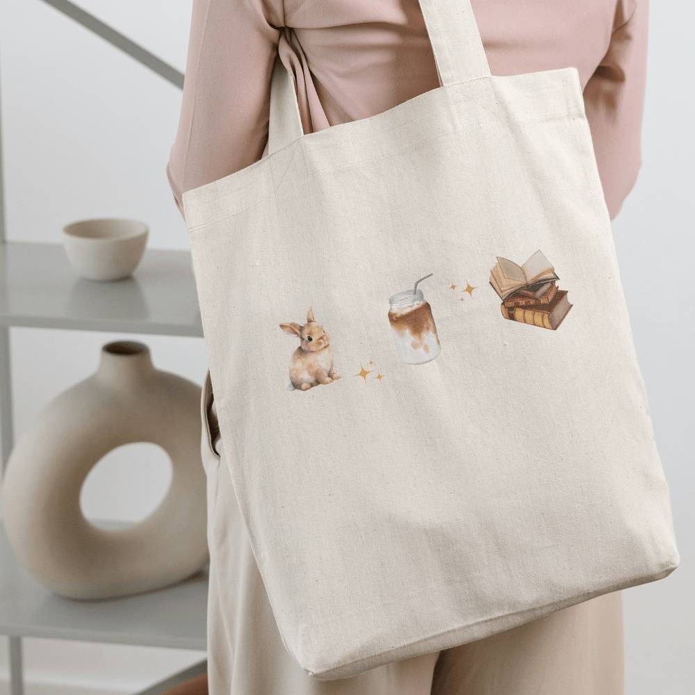 'These are a Few of My Favorite Things' Tote Bag for Bunny Mama who Loves Coffee & Books