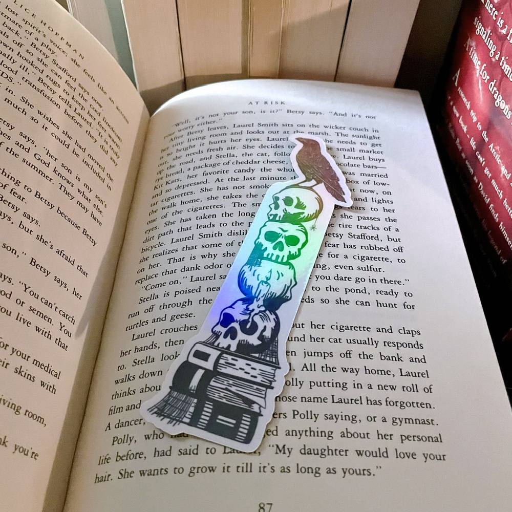 Holographic Raven Halloween Bookmark