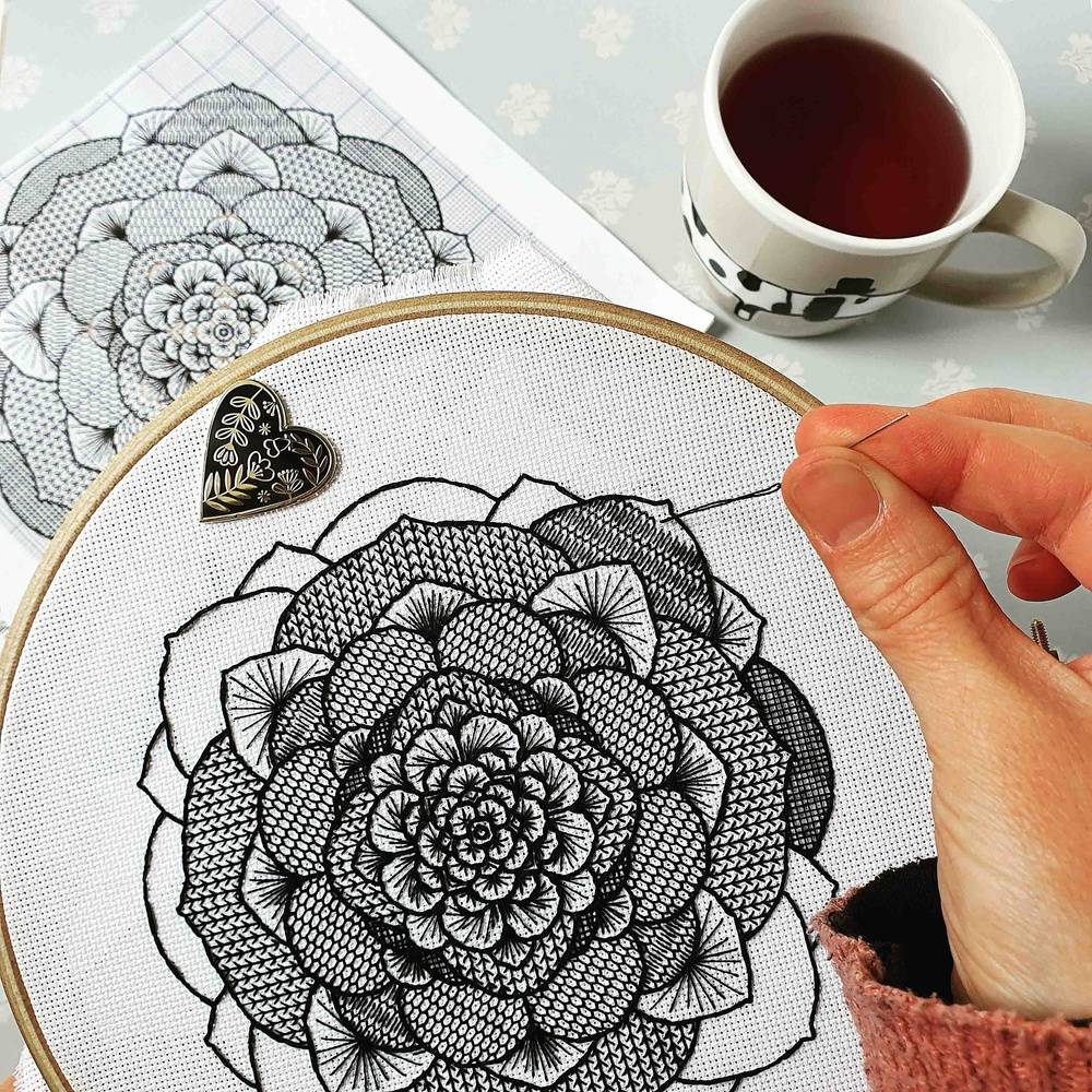 Blackwork embroidery kit from Purple Rose Embroidery