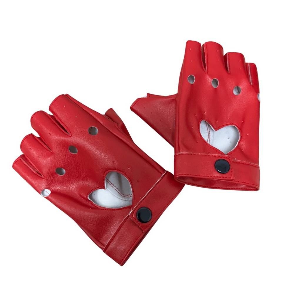 Red Pleather Fingerless Gloves