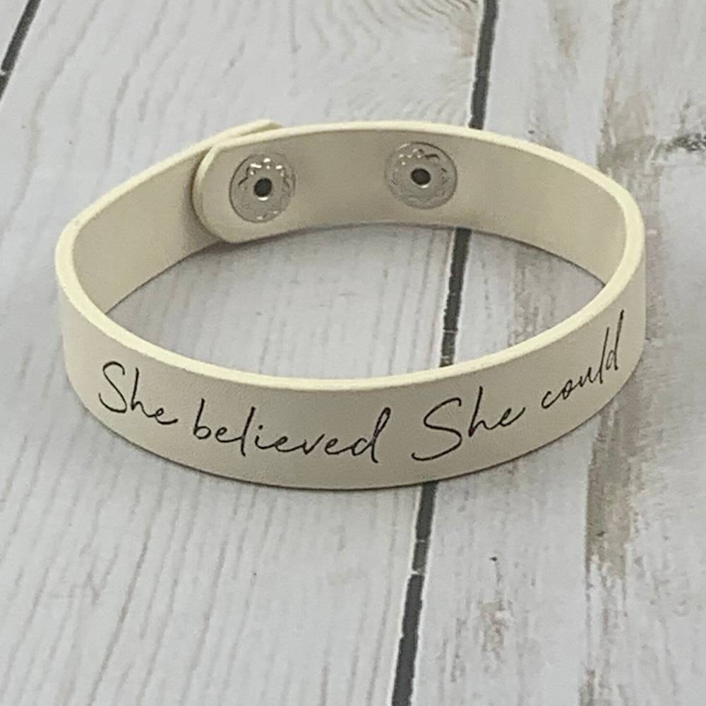 She Believed She Could Leather Bracelet