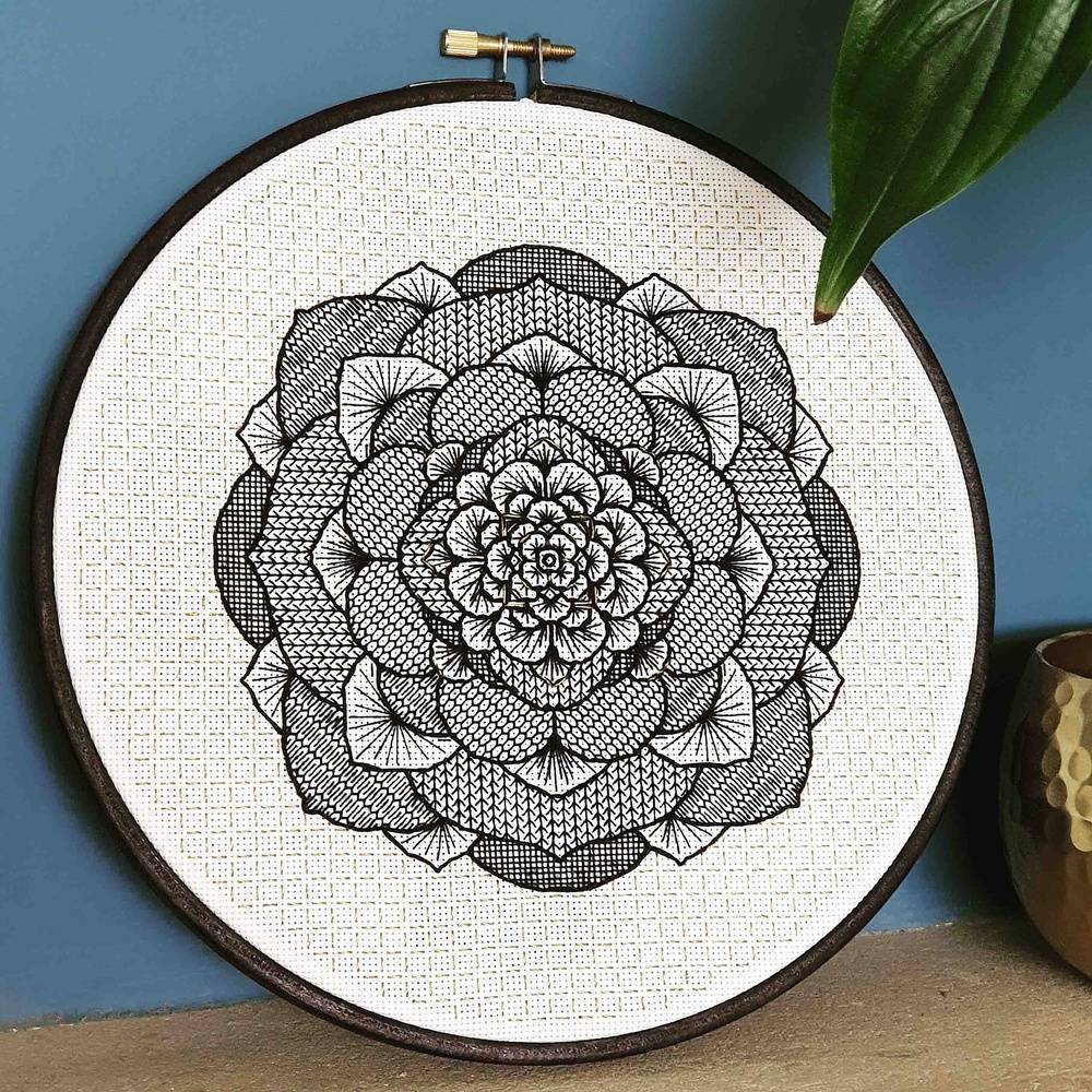 Blackwork embroidery kit from Purple Rose Embroidery