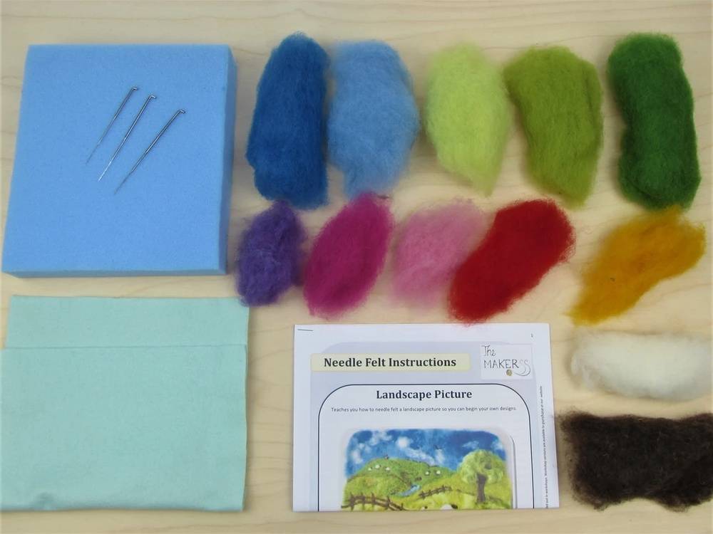 Needle felted 2D picture kit by The Makerss