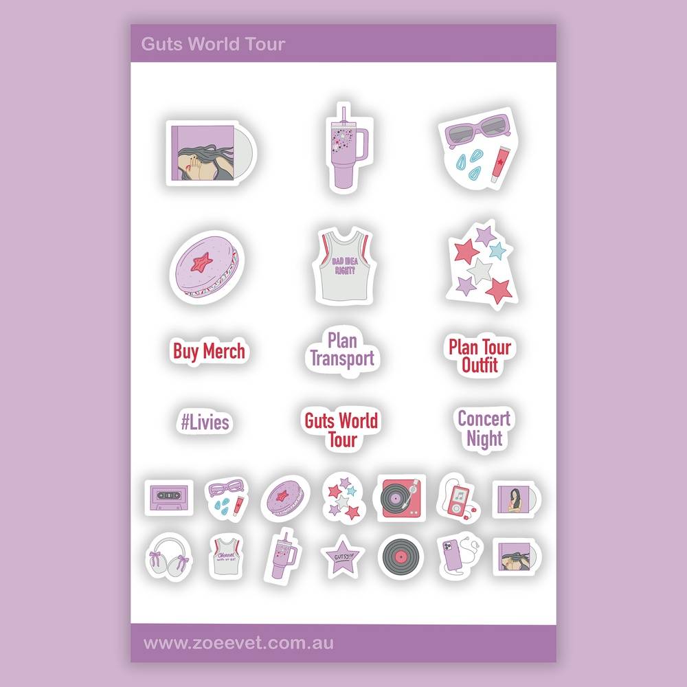 Olivia Rodrigo: Guts World Tour Sticker Sheet