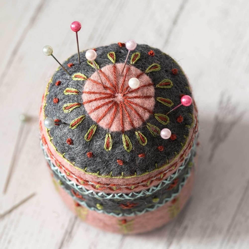 Felt embroidered pin cushion kit from Corinne Lapierre