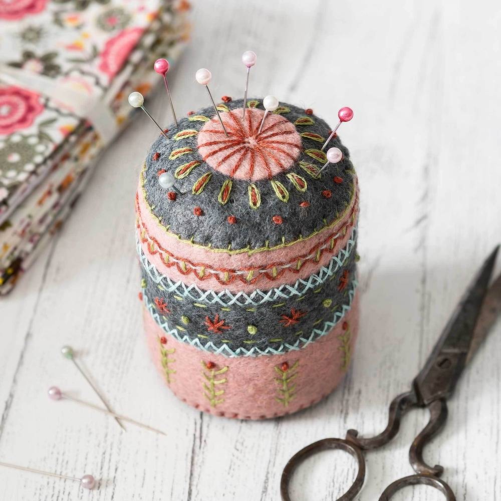 Felt embroidered pin cushion kit from Corinne Lapierre