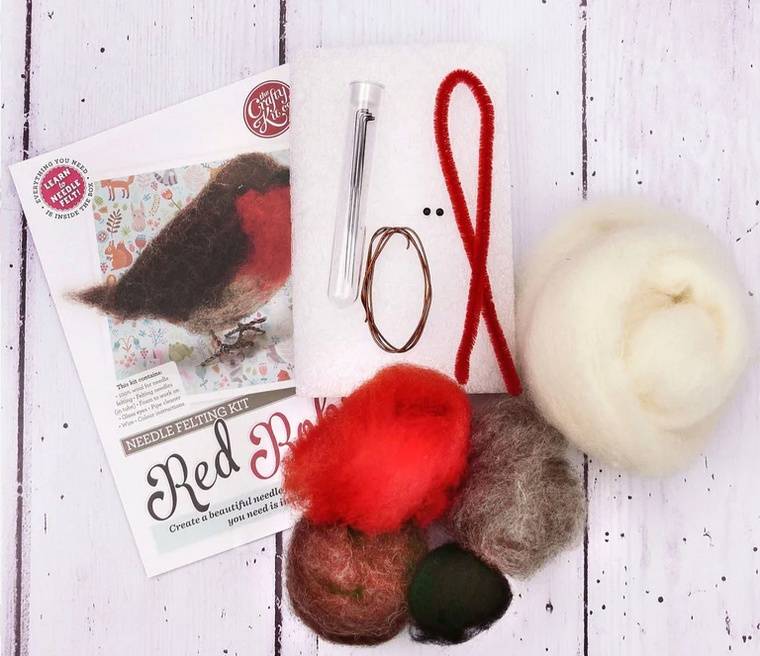 Robin needle felting kit from Craft Kit Company