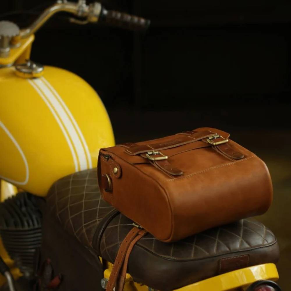 Trip Machine Leather Tank & Tail Bag - Tan