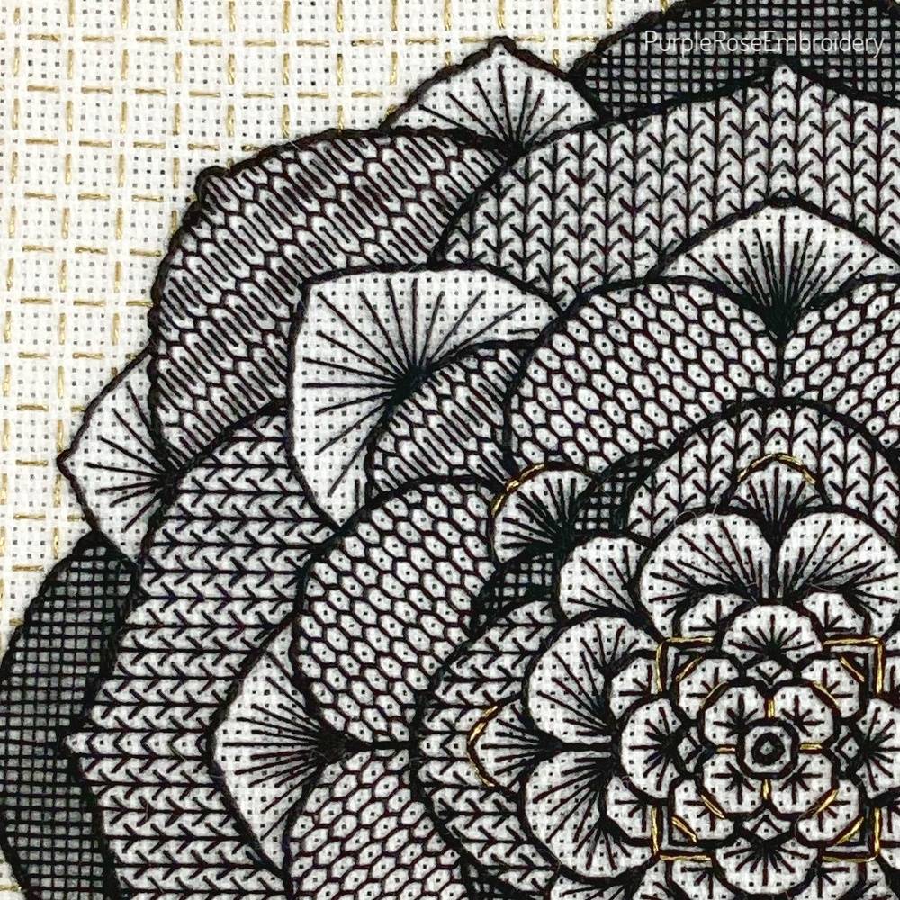 Blackwork embroidery kit from Purple Rose Embroidery