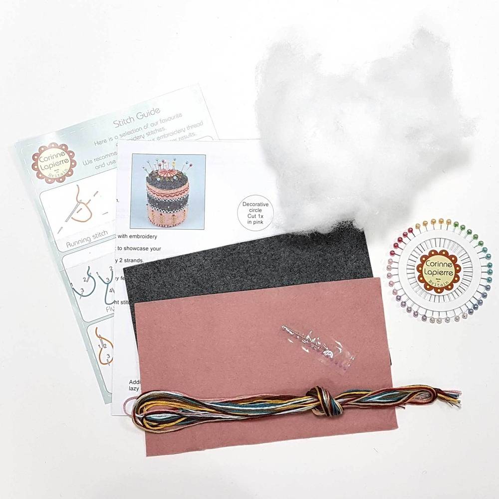 Felt embroidered pin cushion kit from Corinne Lapierre