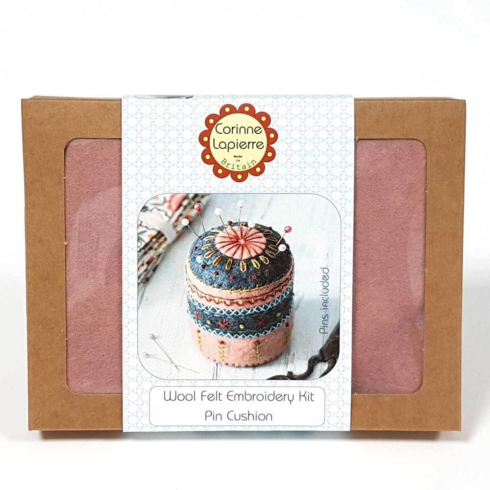 Felt embroidered pin cushion kit from Corinne Lapierre