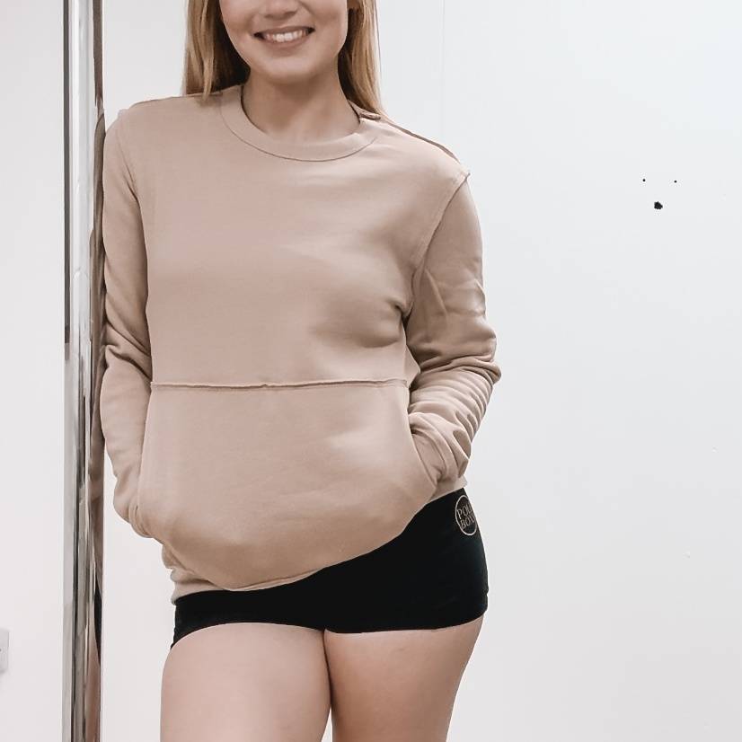 PoleBoxx Womens Originals Pocket Pullover - Beige