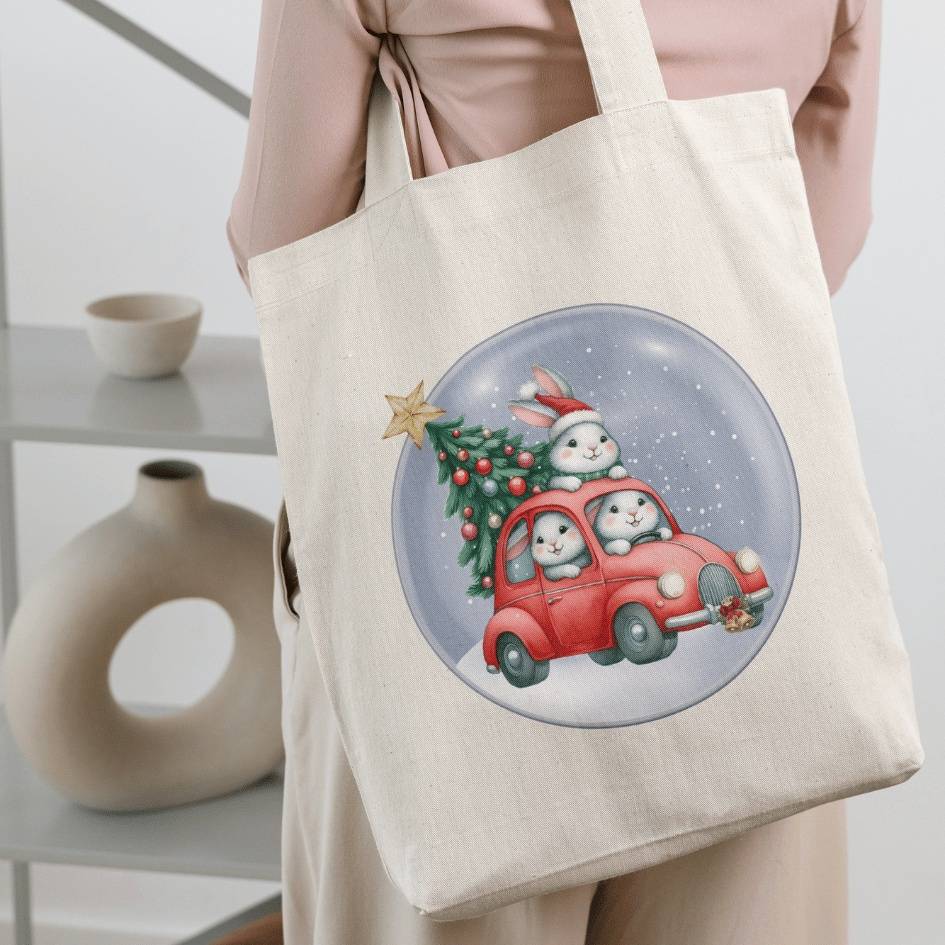 Bunny Snow Globe Holiday Tote Bag