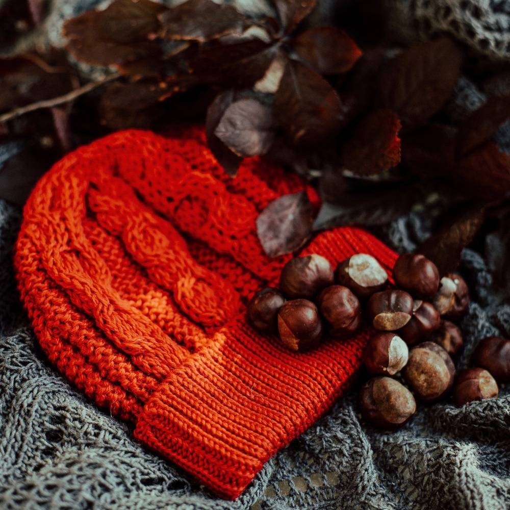 Red Cable Knit Merino  Hat