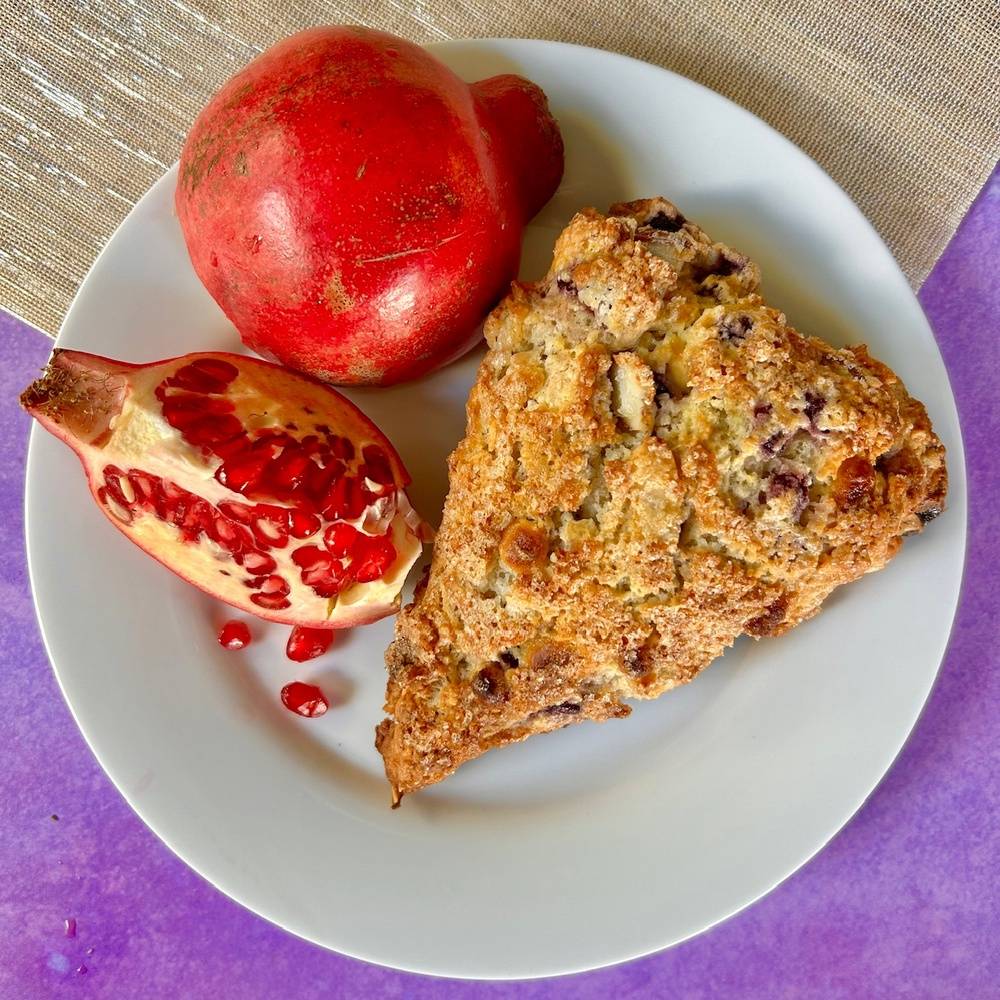 Almond White Chocolate Pomegranate Scone