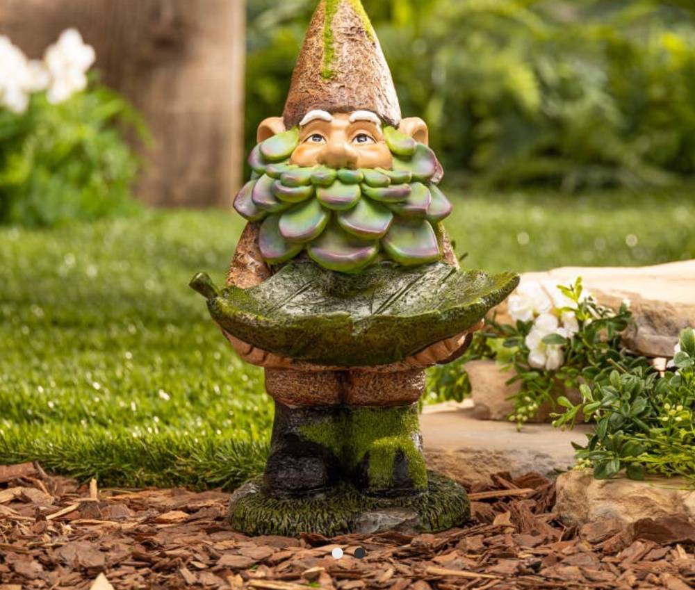 Leaf Bird Feeder Gnome