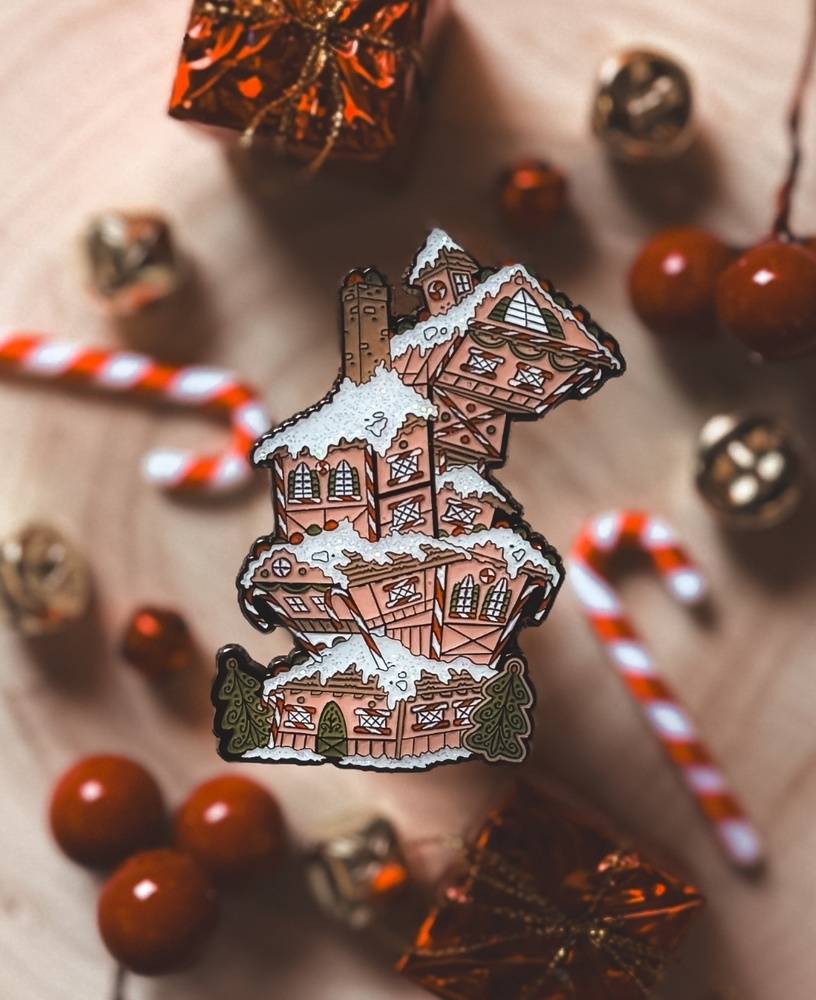 Stacked Gingerbread House Pin