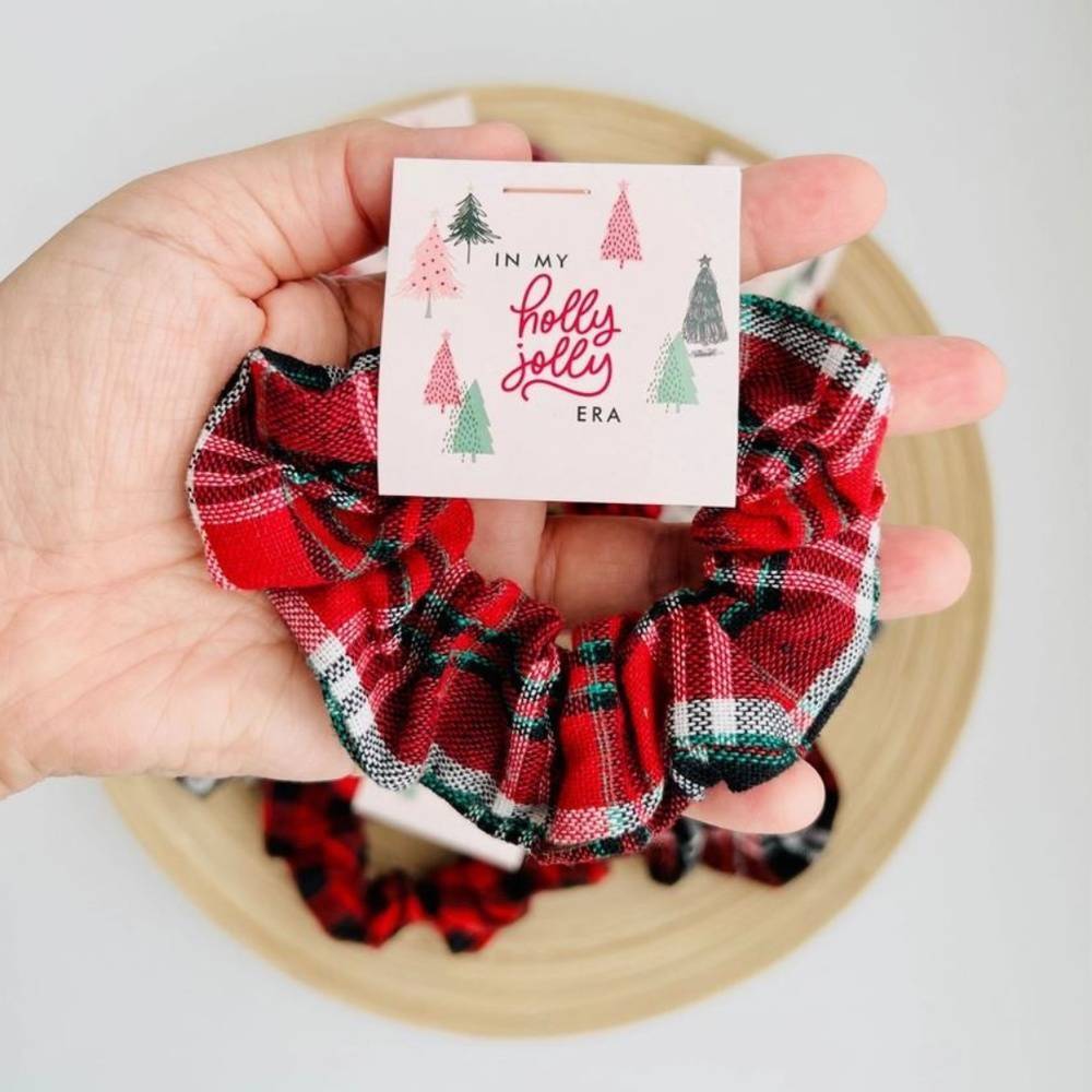 Holly Jolly Era Plaid Hair Scrunchie