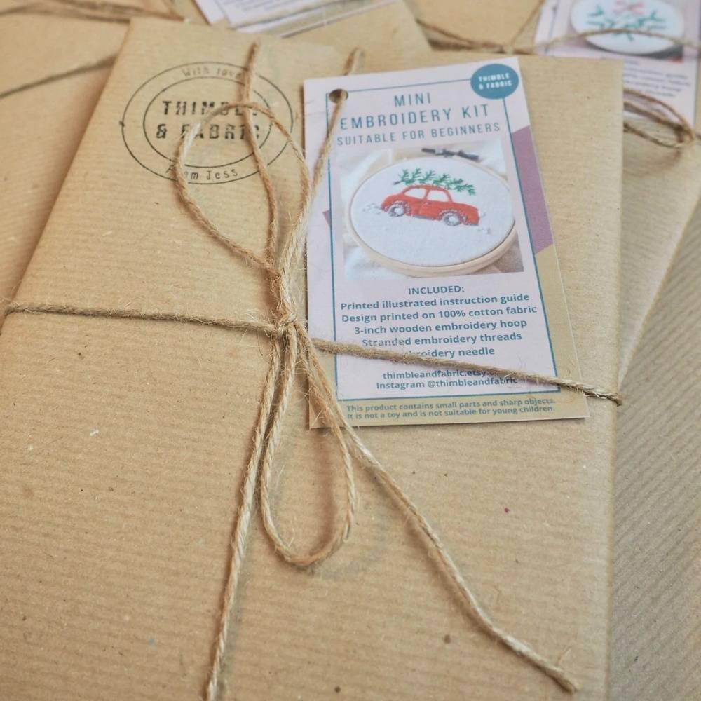 Christmas car embroidery kit from Thimble & Fabric