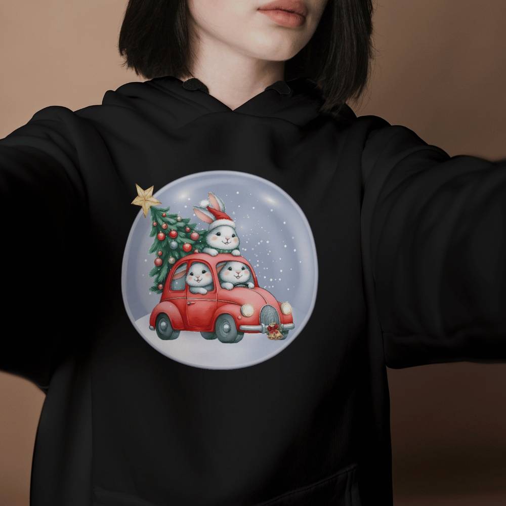 Holiday Snow Globe Hoodie for Bunny Mom | Holiday Gift | Christmas Hoodie