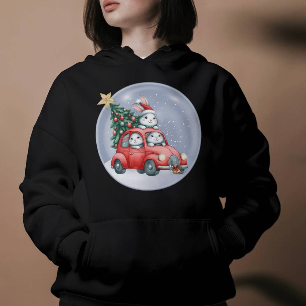 Holiday Snow Globe Hoodie for Bunny Mom | Holiday Gift | Christmas Hoodie