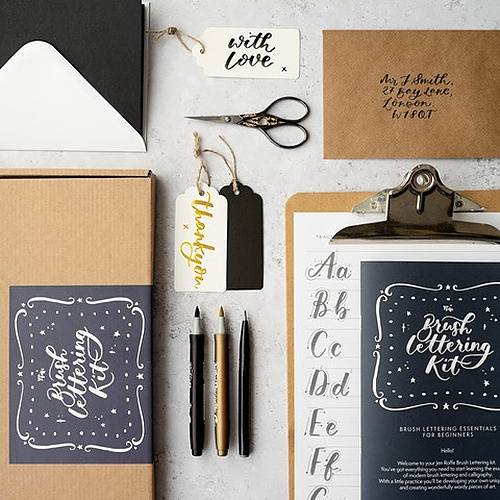 Brush pen lettering kit from Jen Roffe